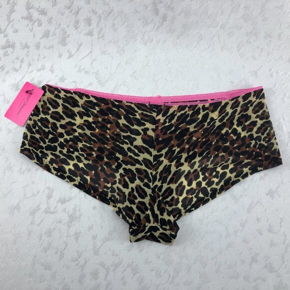Betsey Johnson Intimates Cheetah Print Cheekini Mesh Panties with Embellishments - Picture 3 of 12